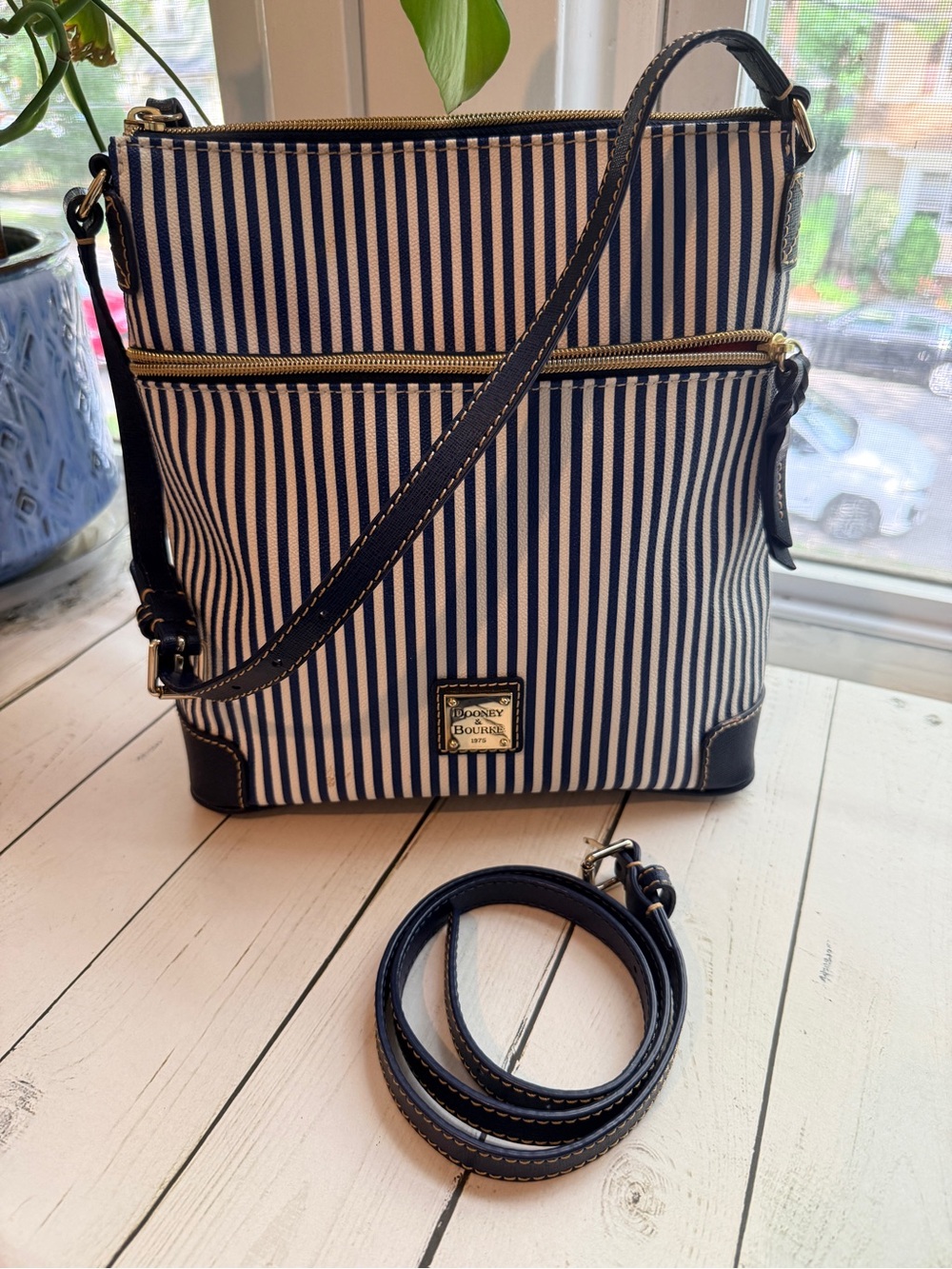 Dooney & Bourke | Nautical Navy and White Striped Crossbody - Picture 8 of 16